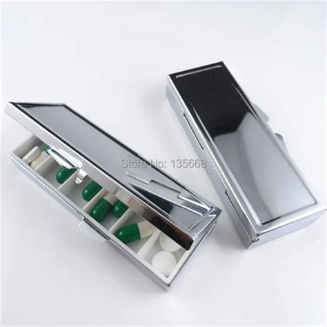 rectangular metal pill box|small metal pill container.